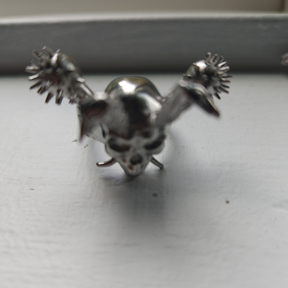 Sterling silver bunny skull ring